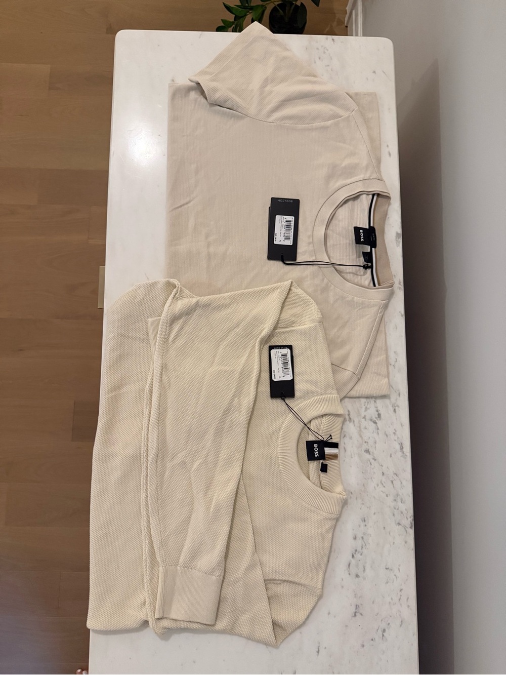 Boss Cream Knit Crewneck Sweater & Shirt